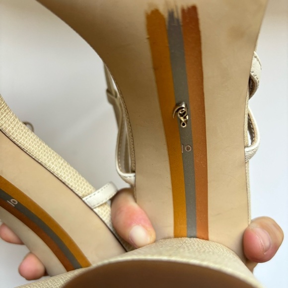 Sam Edelman Kit Slingback Block High Heel tan beige cream Sandal Sz 10 - Picture 8 of 8
